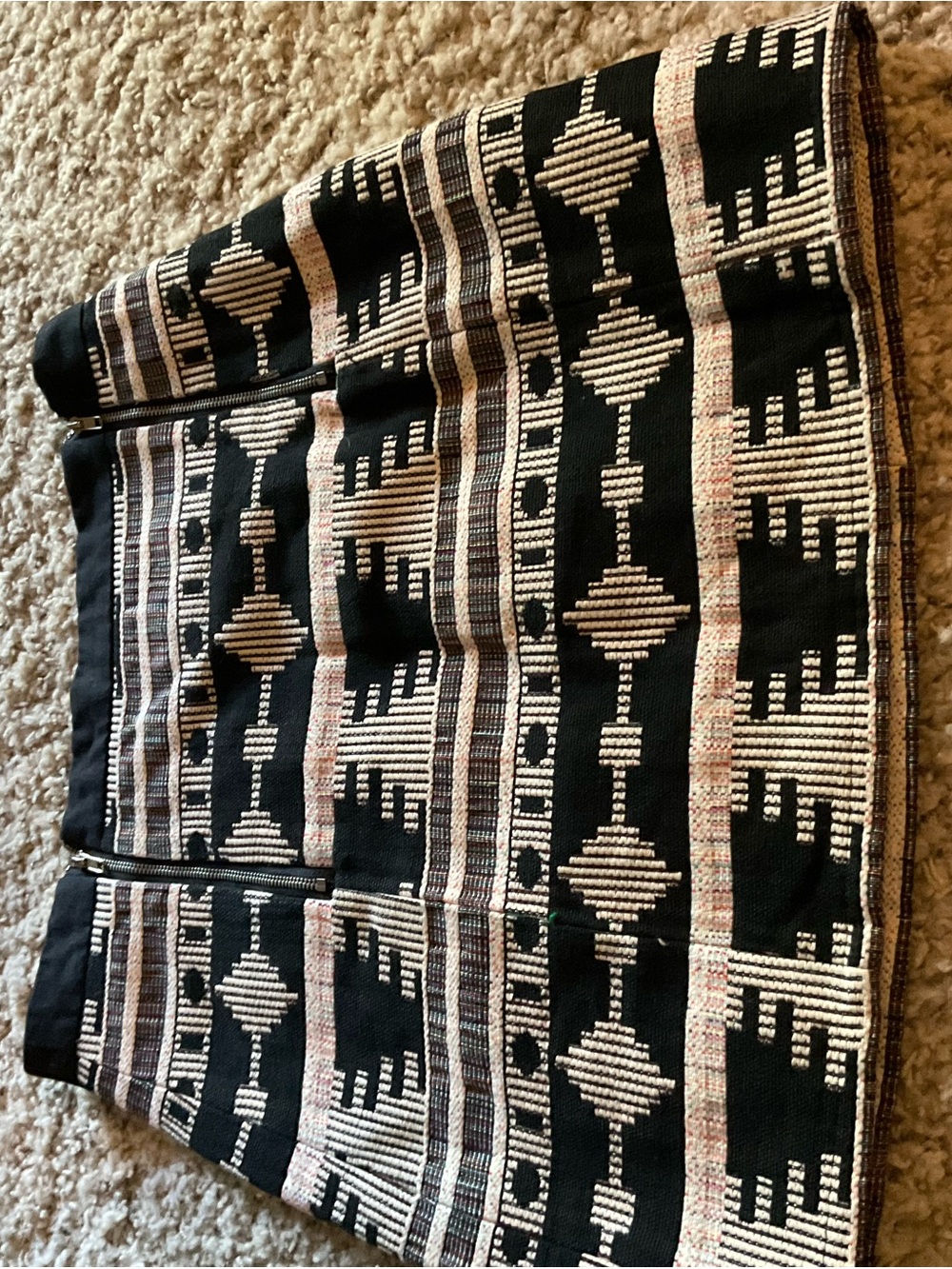 bishop + young Black and Cream Tribal-Print Mini Skirt